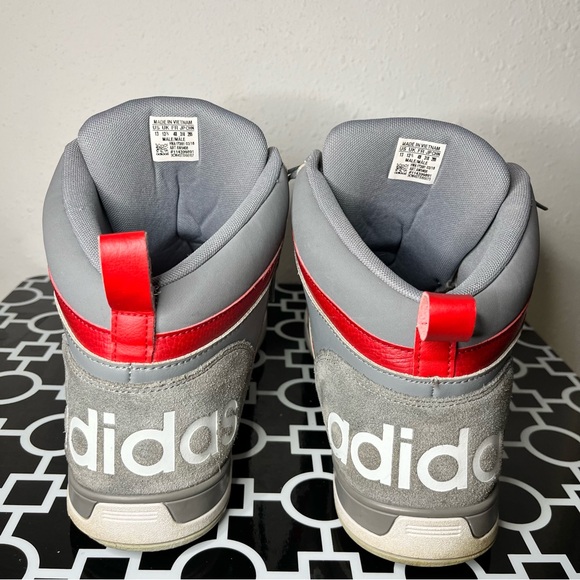 Adidas Neo Raleigh Gray/Red Sneakers w/Suede Upper & Padded Collar—Men's Size 13 - Picture 7 of 10